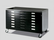 Black Metal Drawer on Castors - Draftech DIN A1 - 7 Drawers