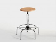 Professional Stool - Steel Beech Seat - Footrest - Made in Italy