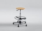 Beech Stool for Designer with Adjustable Footrest