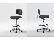 Stool - Padded back and seat - Black color - Out od Production 