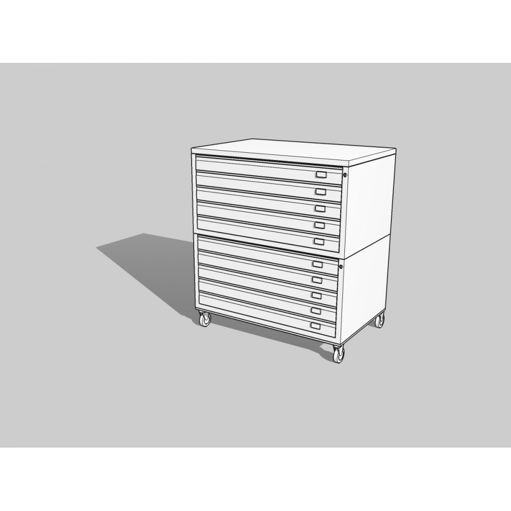 Draftech Basic Ao 10 Drawer Metal Drawer With Wheels
