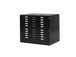 Draftech - Cassettiera A0 con 10 Cassetti Nera