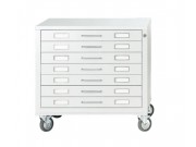 Draftech - Cassettiera Metallica Con Ruote - Formato A2 -7 Cassetti Bianco o Nero